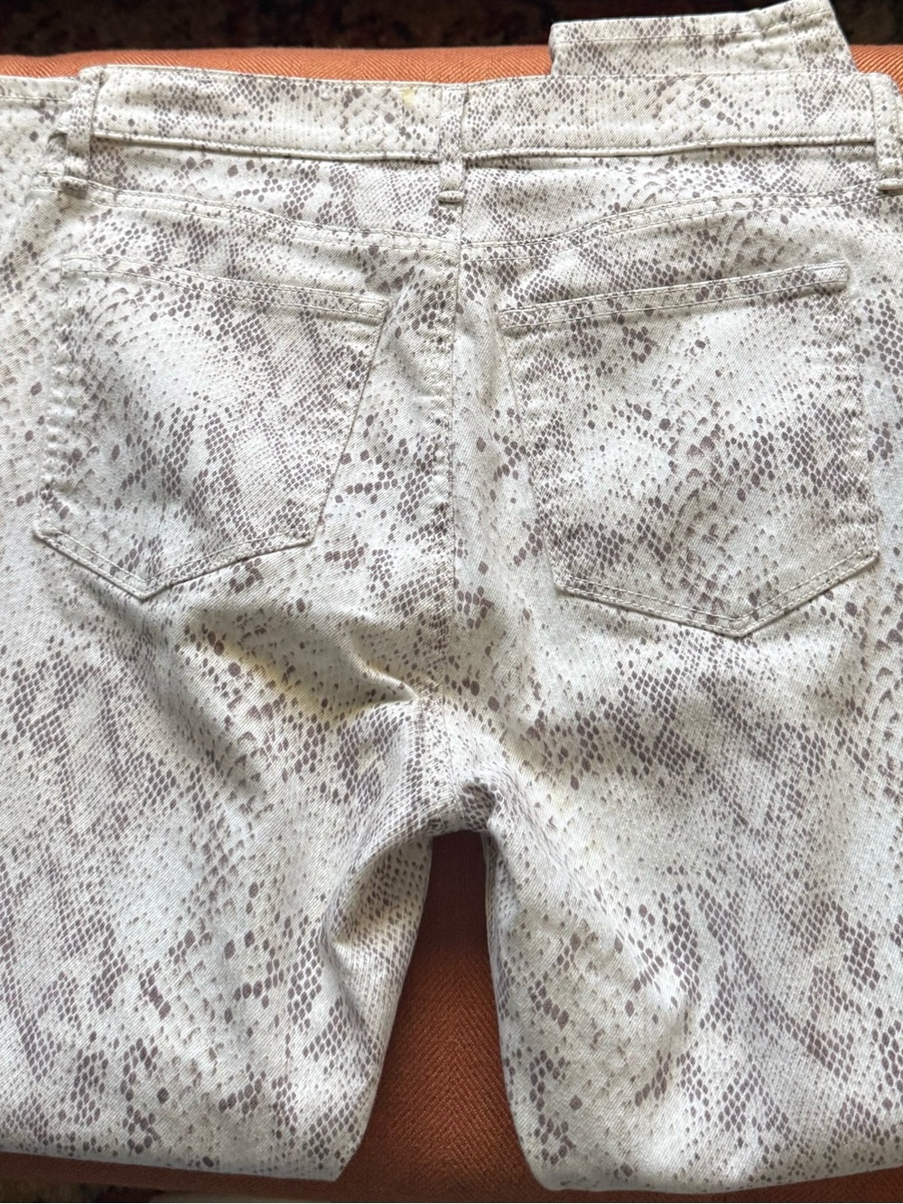 LOFT Neutral Snake-Print Jeans in Taupe and Cream - Picture 2 of 10